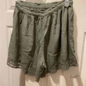 Aerie Olive Lace Trim Shorts